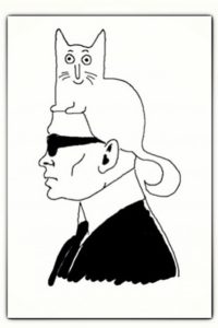 Karl Lagerfeld caricature with his cat Choupette