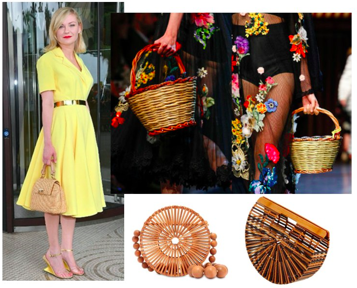 Kirsten Dunst basket bag, Dolce & Gabbana, Cult Gaia basket bags