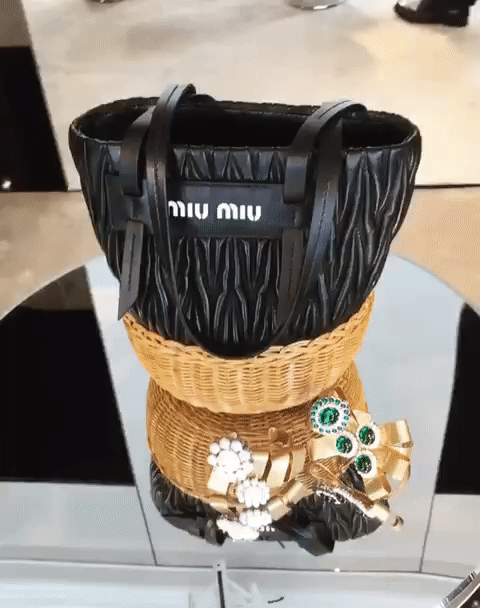 Miu Miu bucket bag black - with wicker elements