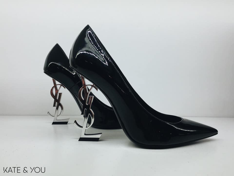 YSL 'OPYUM' 110 with heel in silver and in patent leather